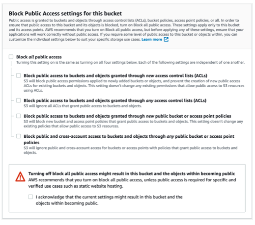 Block Public access settings page for AWS S3 buckets - Cycode 