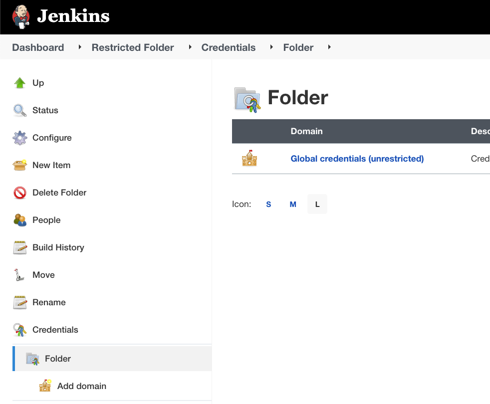 A screenshot showing a user creating a new folder within the Folders plugin for Jenkins. 